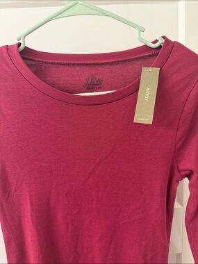 J. Crew Long Sleeve Crewneck Top in Dark Berry
